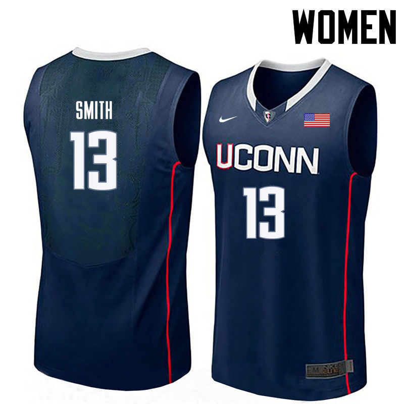 Women Uconn Huskies #13 Chris Smith College Basketball Jerseys-Navy